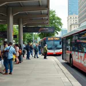 People waiting at a bus stop in Memphis