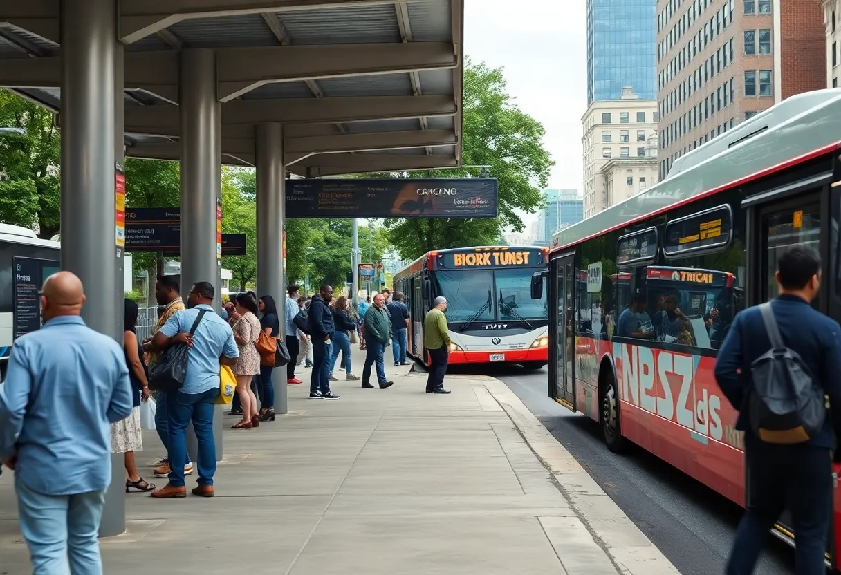 People waiting at a bus stop in Memphis