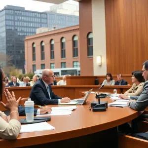 Scene of a Memphis city council meeting focused on budget discussions.