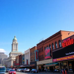 A panoramic view of Memphis highlighting its vibrant streets and music culture.