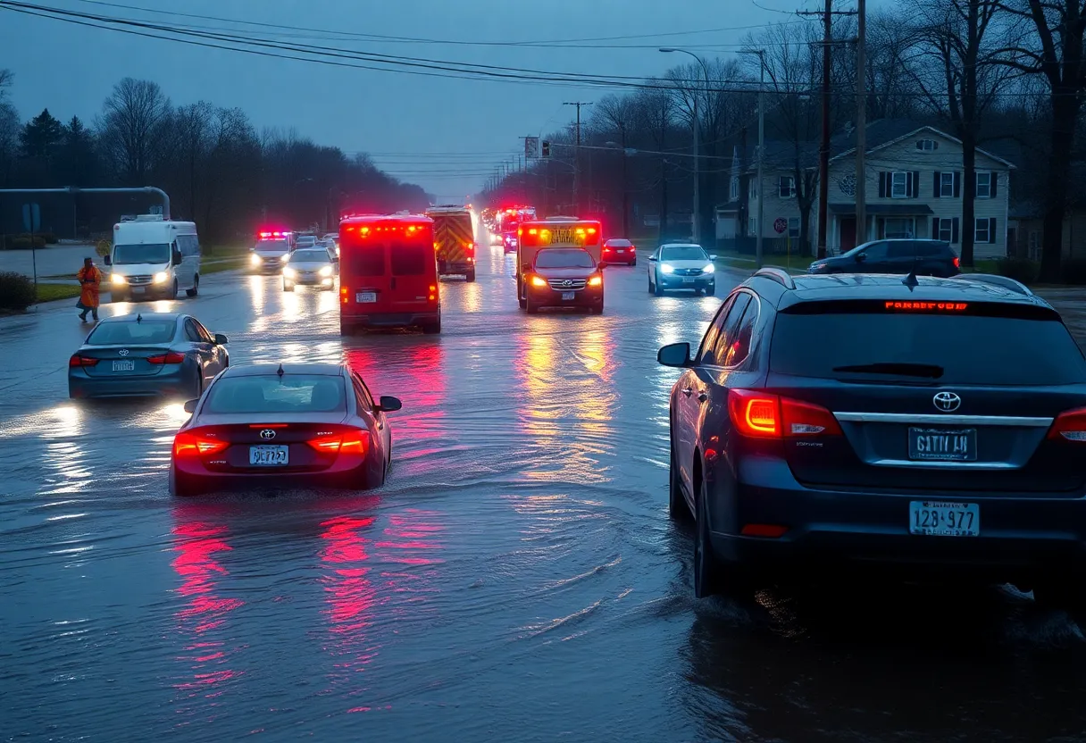 Flooded streets in Memphis during a severe weather event