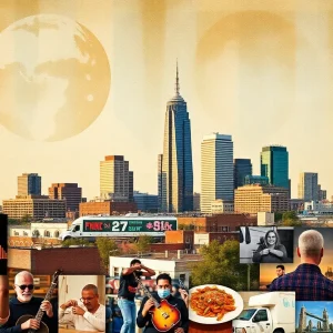 Collage representing Memphis culture and the Memphis Flyer newspaper.