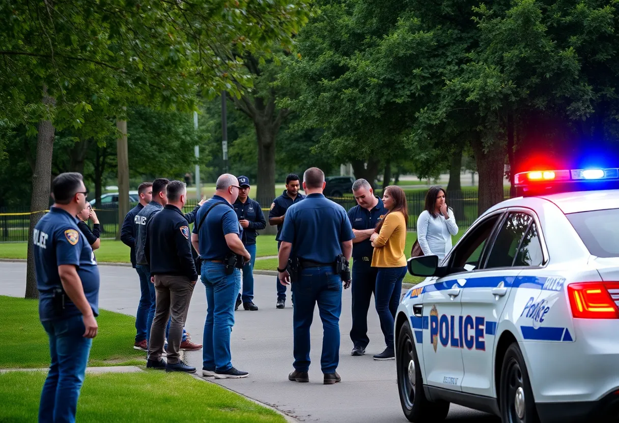 Emergency responders at the scene of a shooting in Memphis park