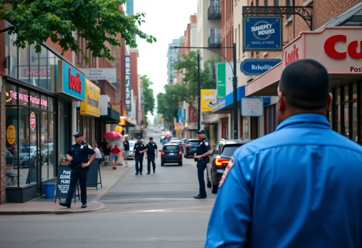 Police officers investigating a robbery scene in Memphis