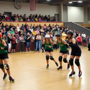 Skaters in action during Memphis Roller Derby bout