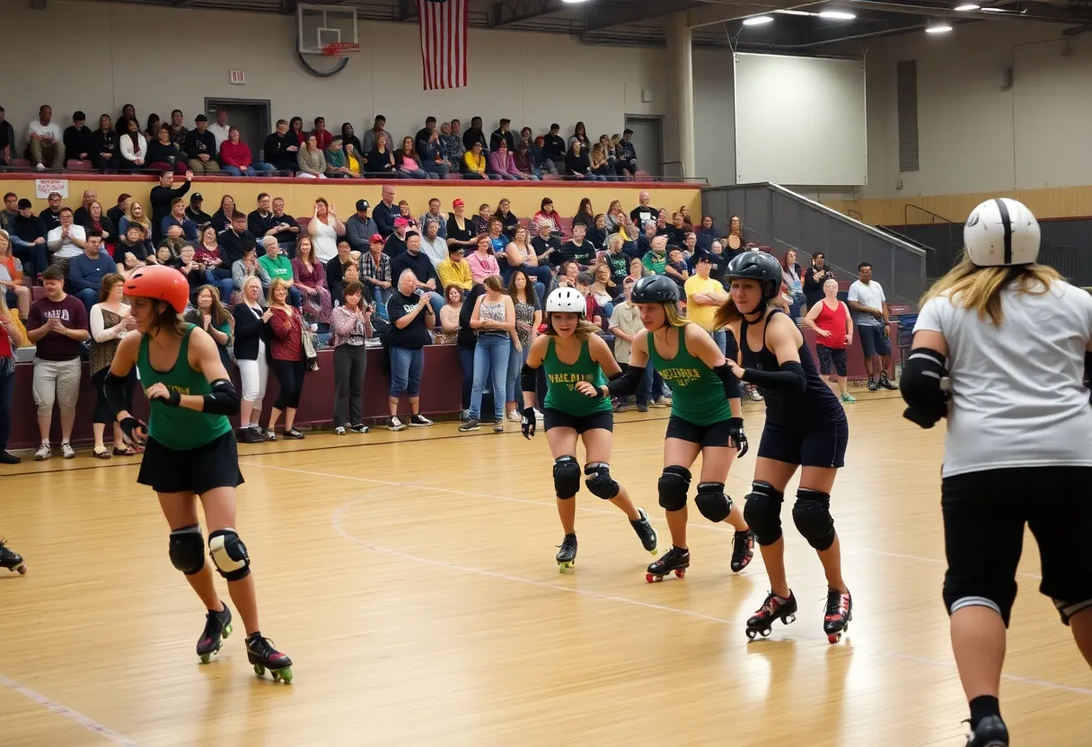 Skaters in action during Memphis Roller Derby bout