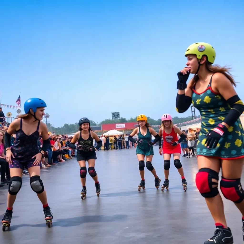 Exciting roller derby event with teams and fans at the Pipkin Building
