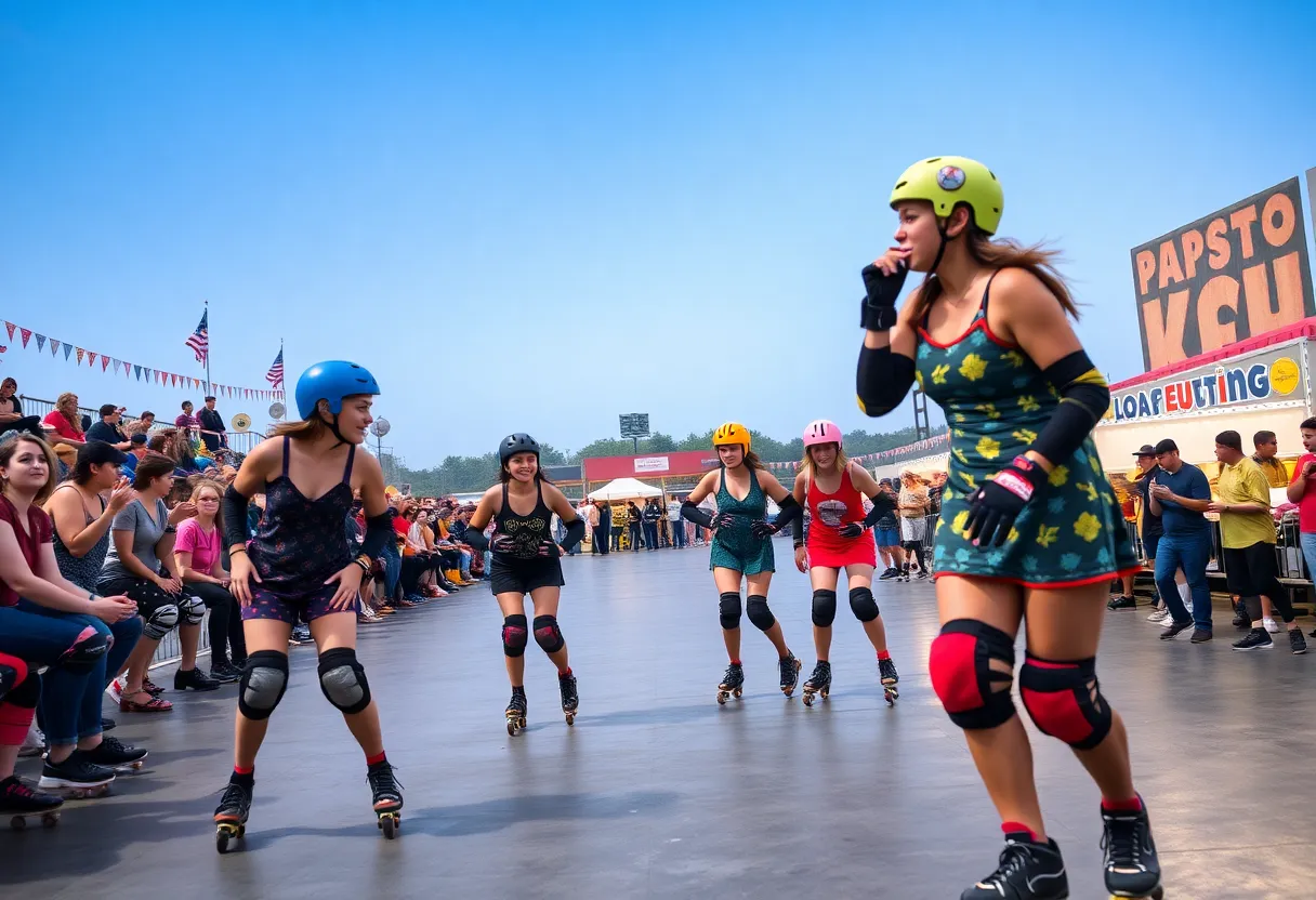 Exciting roller derby event with teams and fans at the Pipkin Building