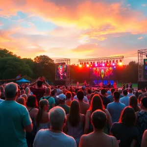 Crowd enjoying the summer concert at Overton Park Shell