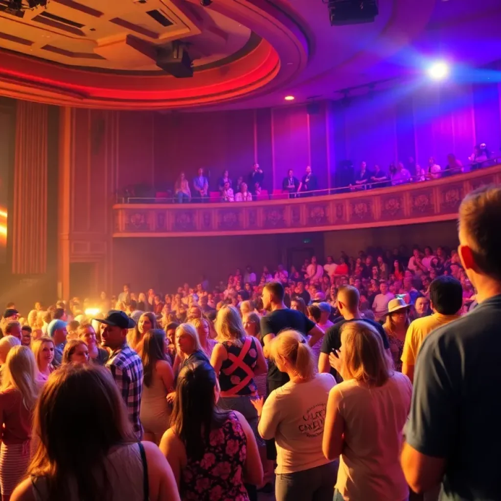 A lively theatre scene showcasing performances and attendees in Memphis.