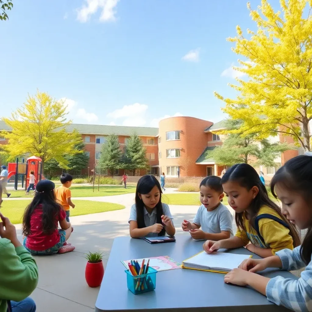 Students learning in an interactive school environment at Campus School Kimball