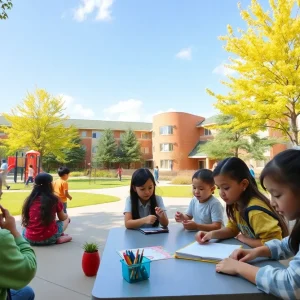 Students learning in an interactive school environment at Campus School Kimball