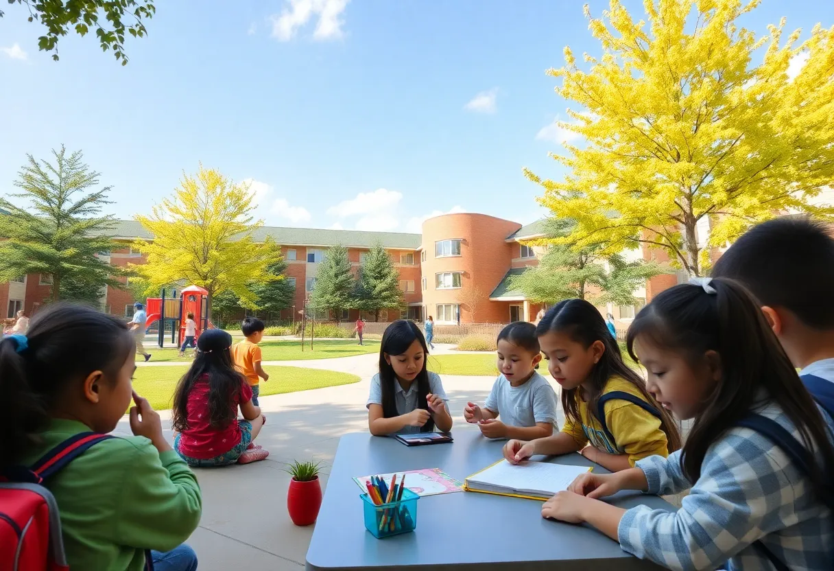 Students learning in an interactive school environment at Campus School Kimball