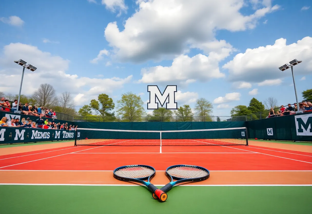Fans supporting Memphis University men's tennis team at a match