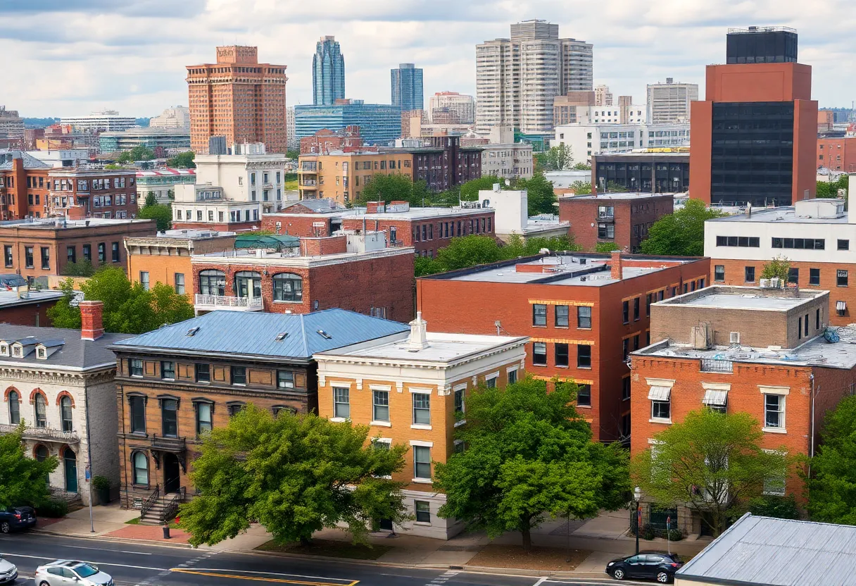 Urban scene in Memphis depicting changes in population density