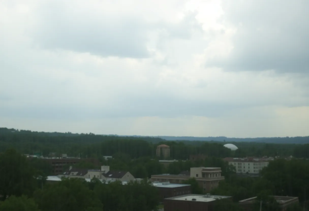 Cloudy weather in Memphis with light rain