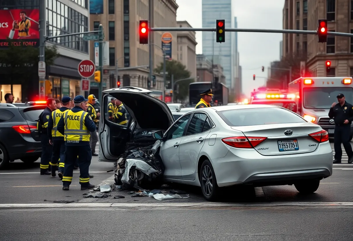 Emergency responders at the site of a serious car crash in Midtown Memphis.