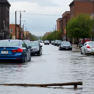 Flooded street in Midtown Memphis