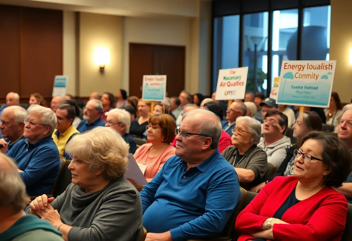 Residents at a public hearing expressing concerns over methane gas turbines.