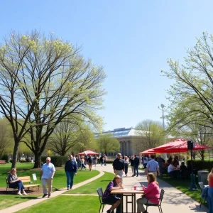 People enjoying a pleasant spring day in Memphis park