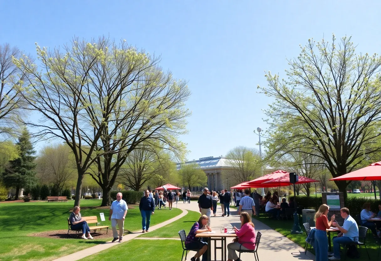 People enjoying a pleasant spring day in Memphis park