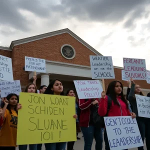 Students protesting for changes in school leadership outside Memphis-Shelby County Schools.