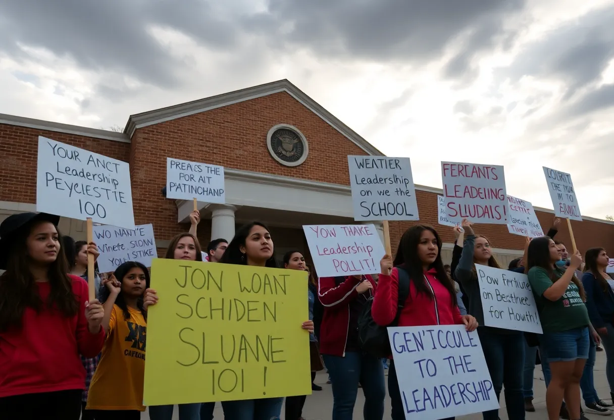 Students protesting for changes in school leadership outside Memphis-Shelby County Schools.