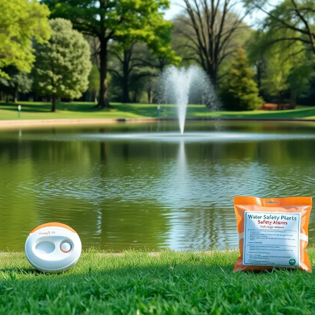 Park scene showing resources for enhancing water safety for children with autism.