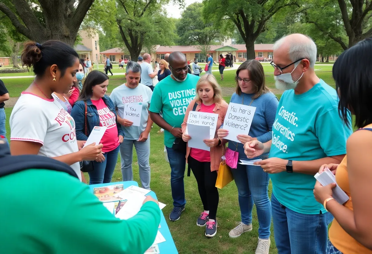 Community event promoting awareness about domestic violence