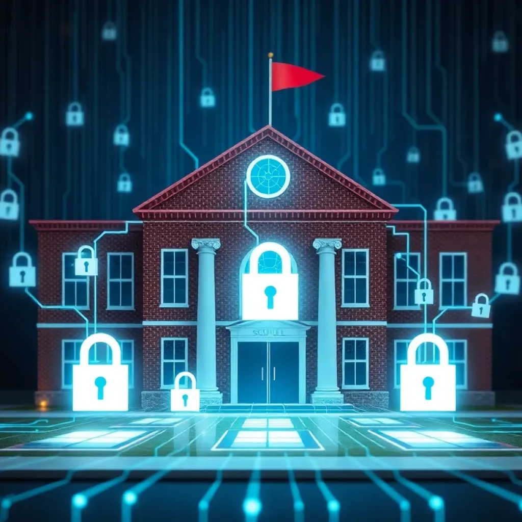 Conceptual image illustrating cybersecurity challenges in the education sector.