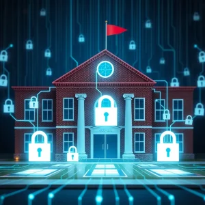 Conceptual image illustrating cybersecurity challenges in the education sector.