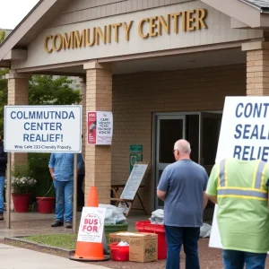 Sign for Disaster Assistance Center at Roberta Jackson Center