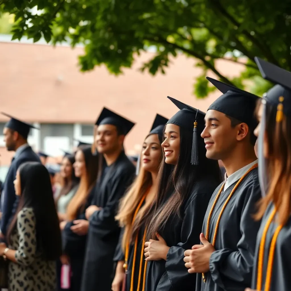 Graduation ceremony at Douglass High School with students and families