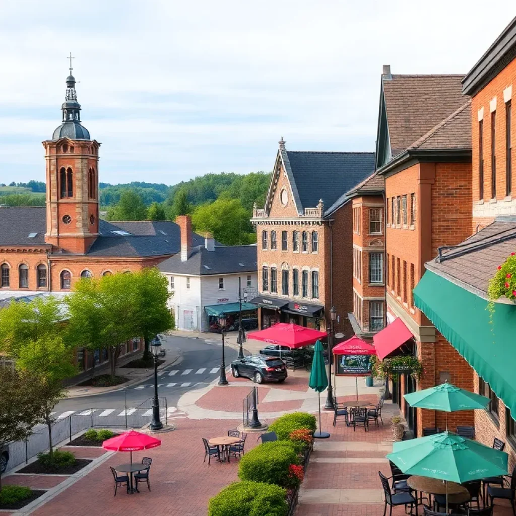 A scenic view of Germantown TN featuring historical landmarks and restaurants