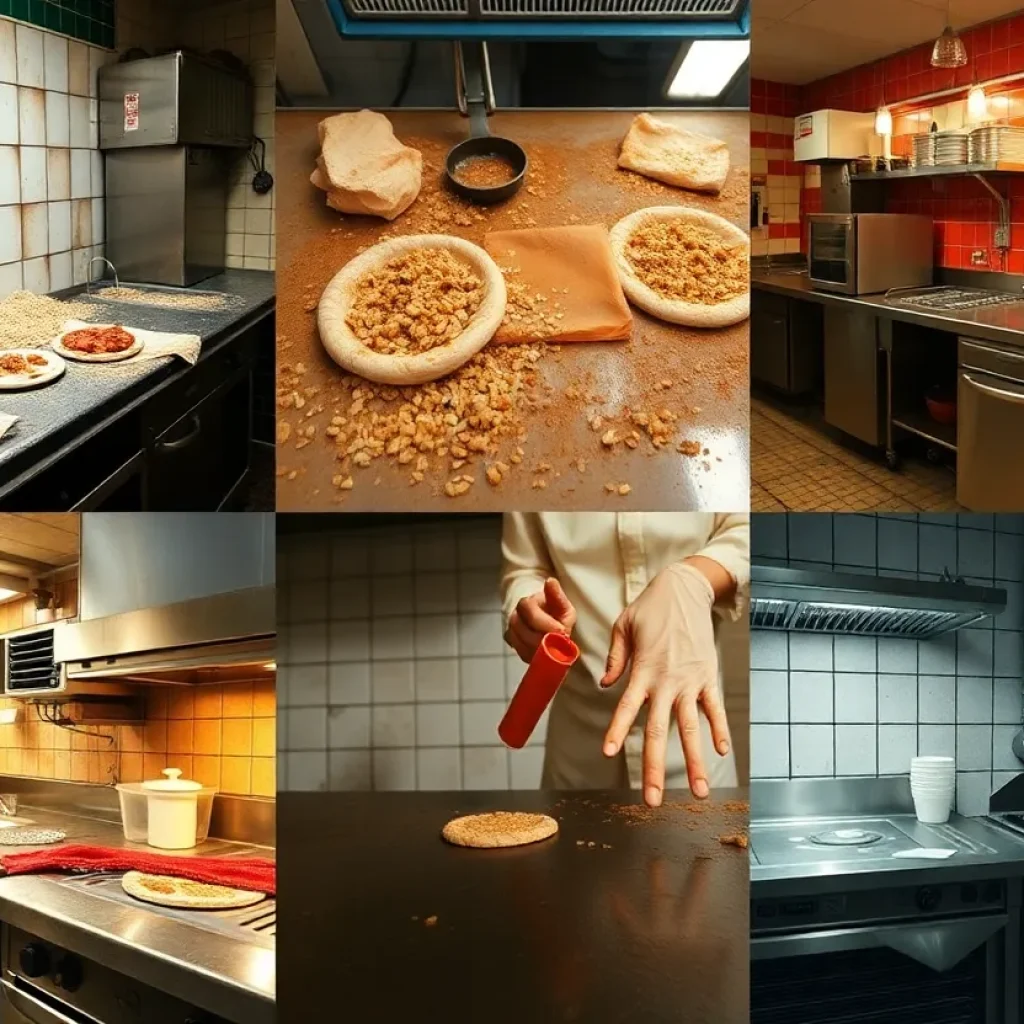 Collage of unclean restaurant kitchens highlighting health violations