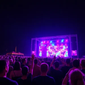 Crowd enjoying The Killers performance at RiverBeat Music Festival in Memphis