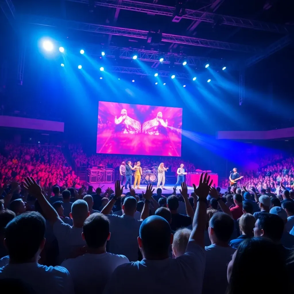 Crowd at a concert eagerly waiting for a performance