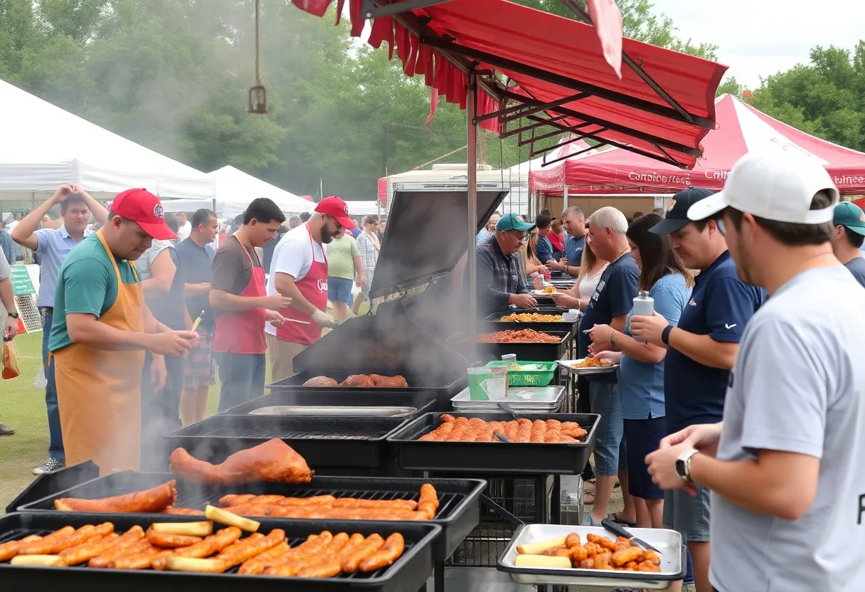Barbecue teams participating in the Memphis in May contest