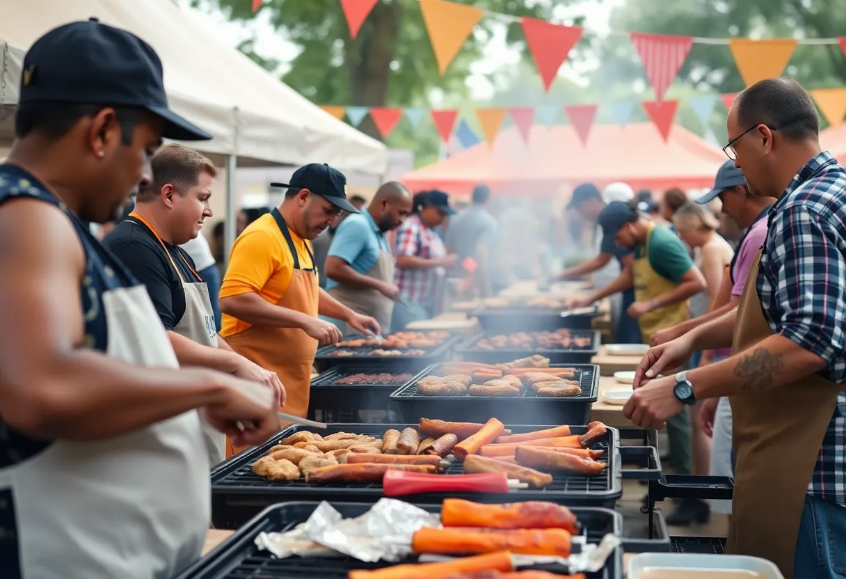 Grillers competing at the Memphis Barbecue Contest