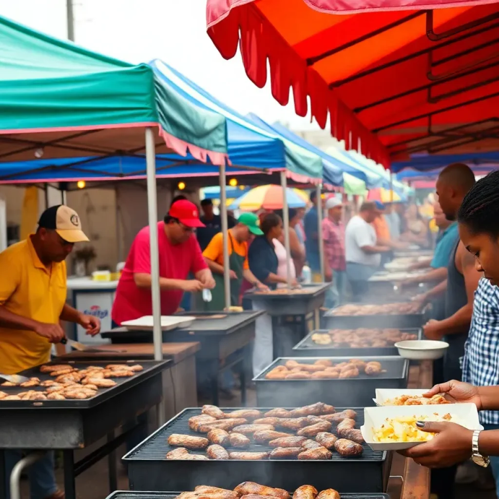 Barbecue festival in Memphis with participants and spectators