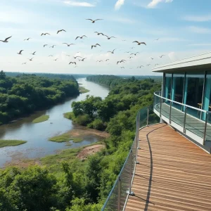 Rendering of the Memphis Bird Observation Deck overlooking the river