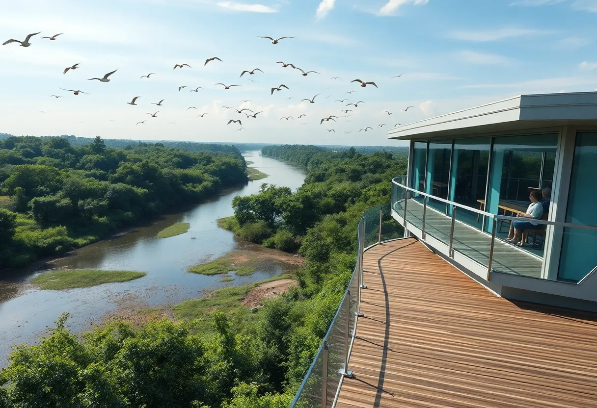 Rendering of the Memphis Bird Observation Deck overlooking the river
