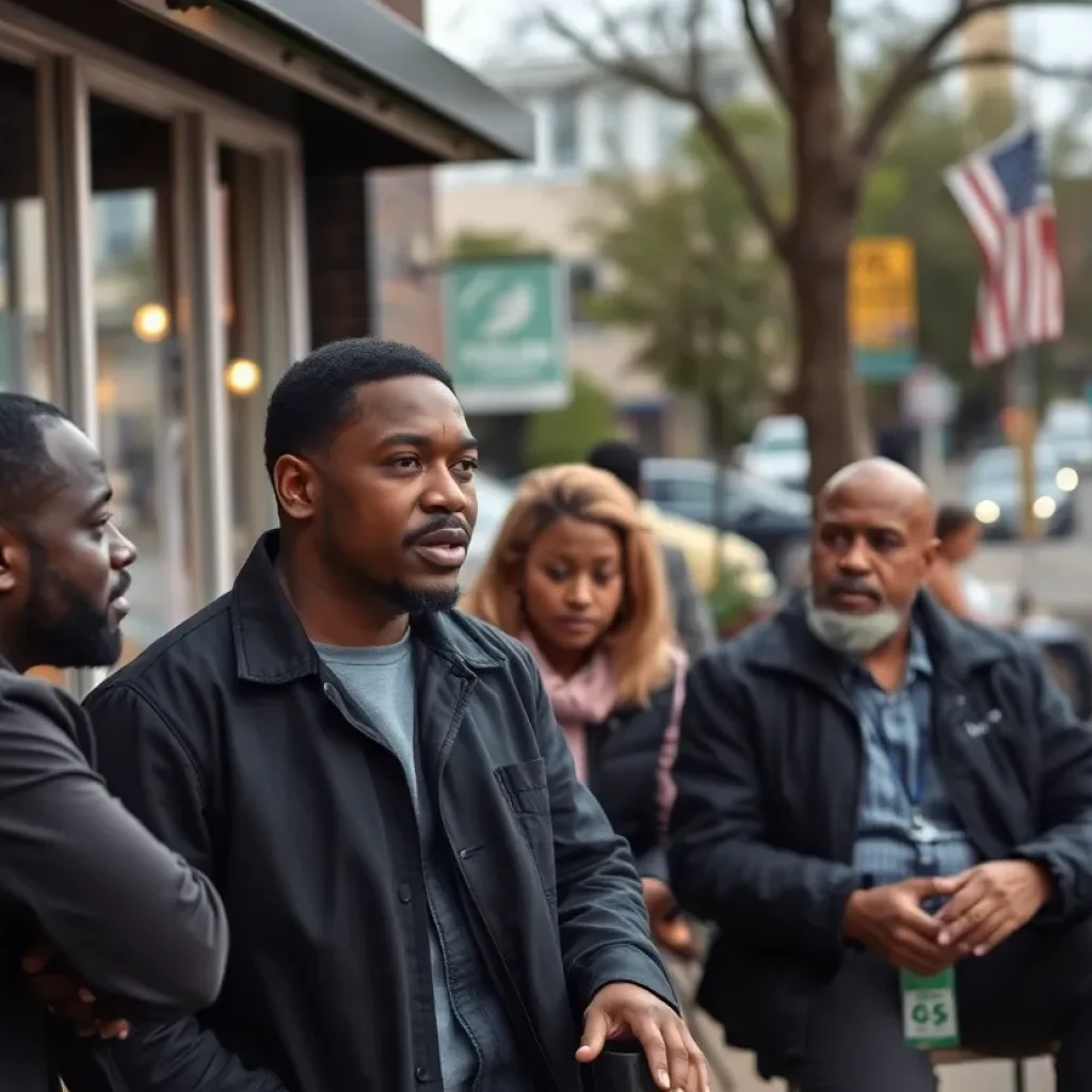 Urban Memphis street scene discussing gun violence