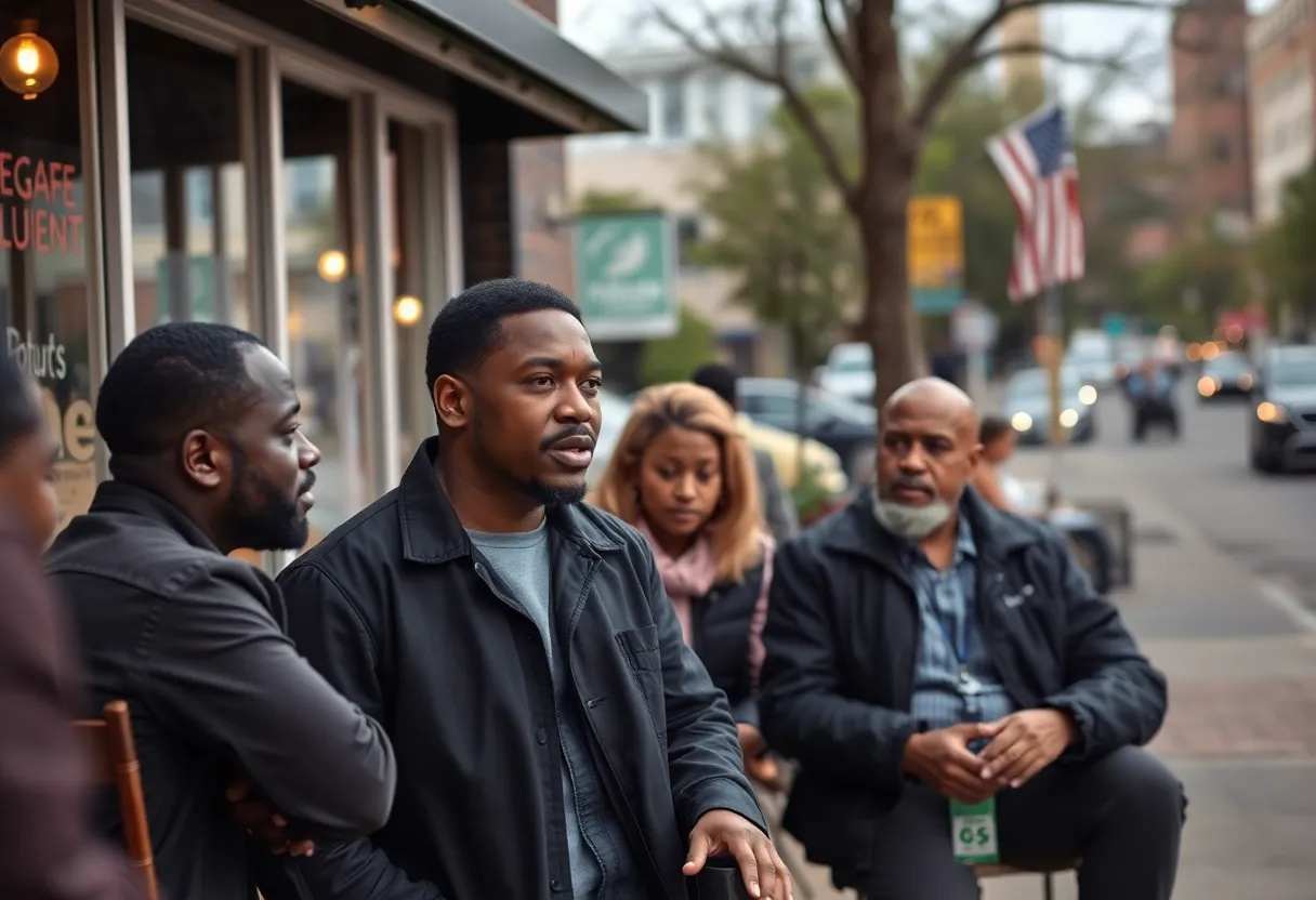 Urban Memphis street scene discussing gun violence