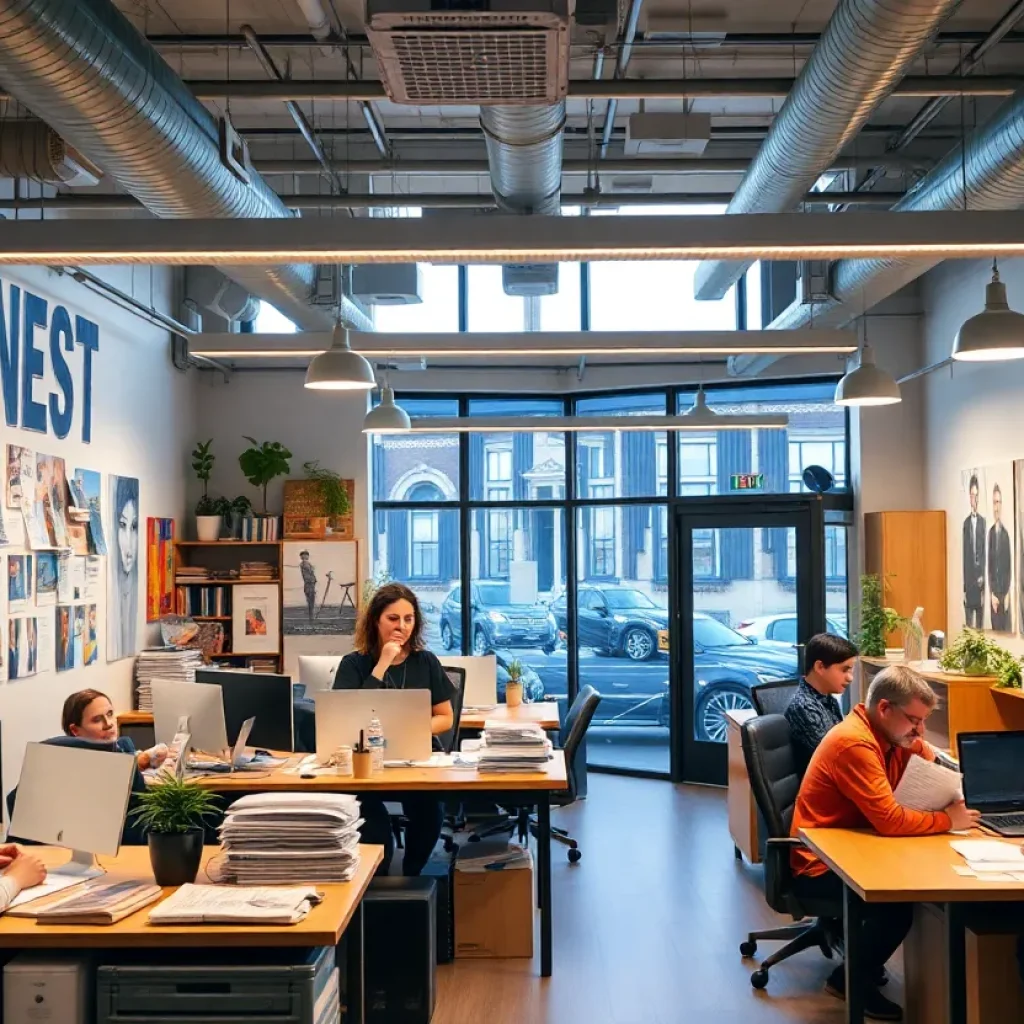 A vibrant newspaper office representing local journalism in Memphis.