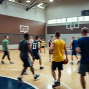 Memphis Grizzlies players training on the court