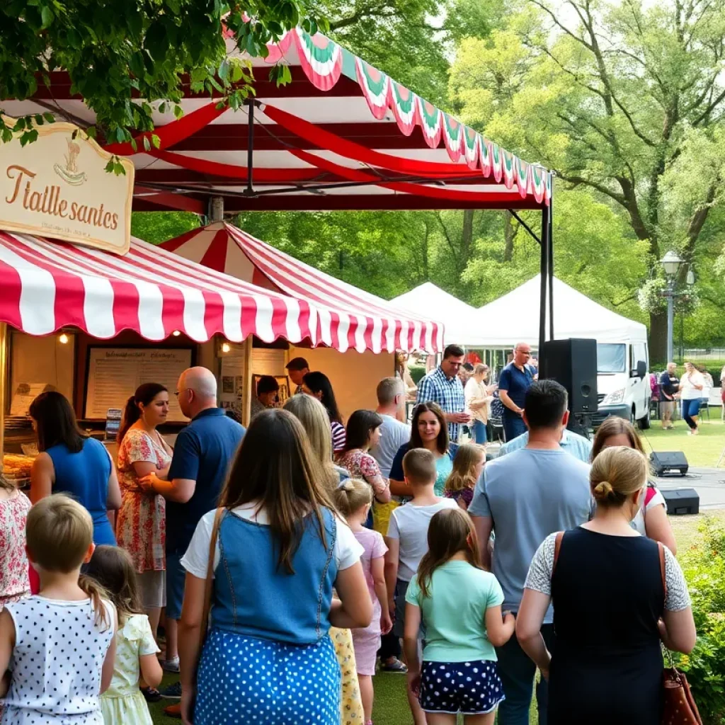 Families enjoying the Memphis Italian Festival with food and music