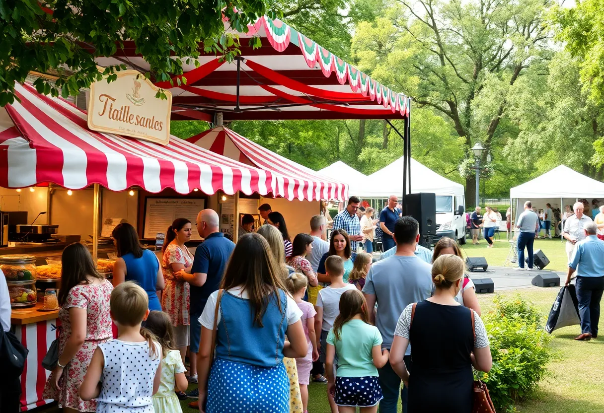 Families enjoying the Memphis Italian Festival with food and music