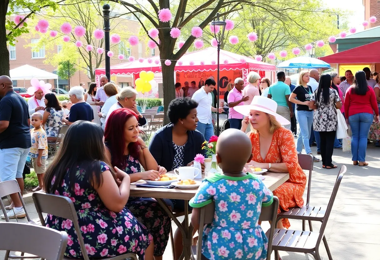 Families celebrating Mother's Day in Memphis with outdoor dining and cultural activities.