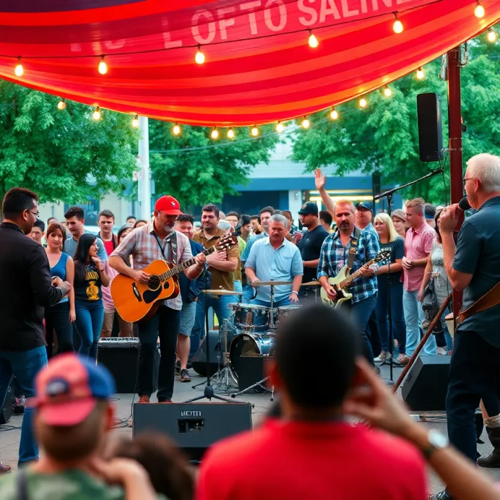 Musicians performing live at a Memphis outdoor venue